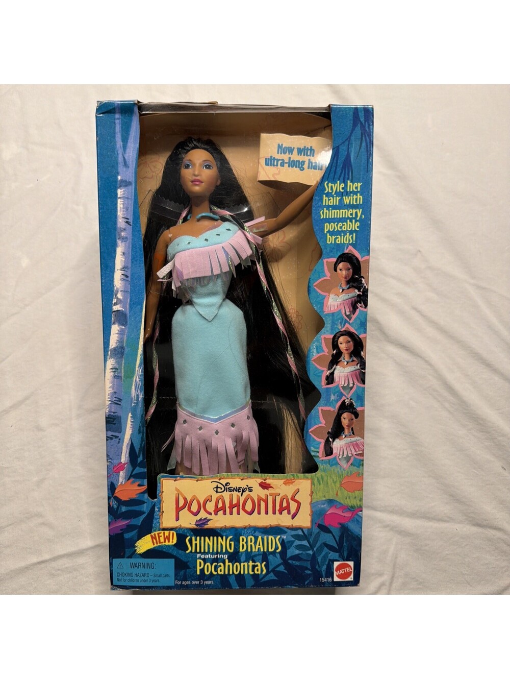 Disney's Pocahontas Shining Braids Doll Mattel 1995 NIB Vintage long hair - #395